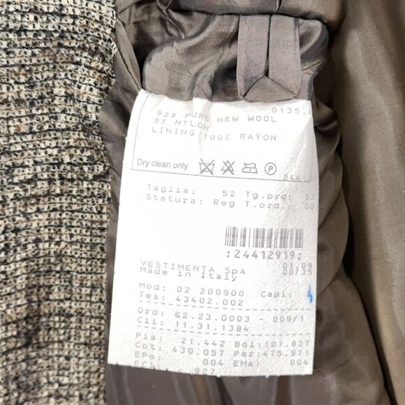 Vestimenta(Giorgio Armani) Textured Taupe Check Wool Blend Blazer Men's Size 42R - Picture 10 of 12